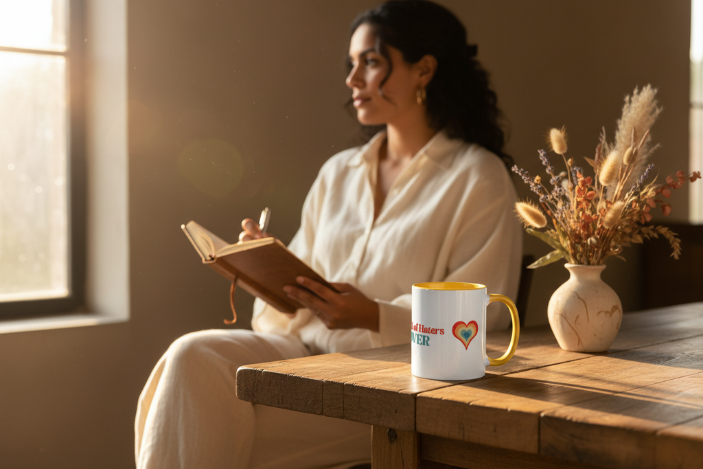 Haters Be a Lover Mug - Latina Model